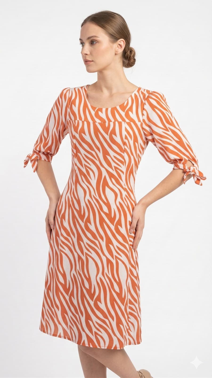 Vestido corte princesa de gasa forrado