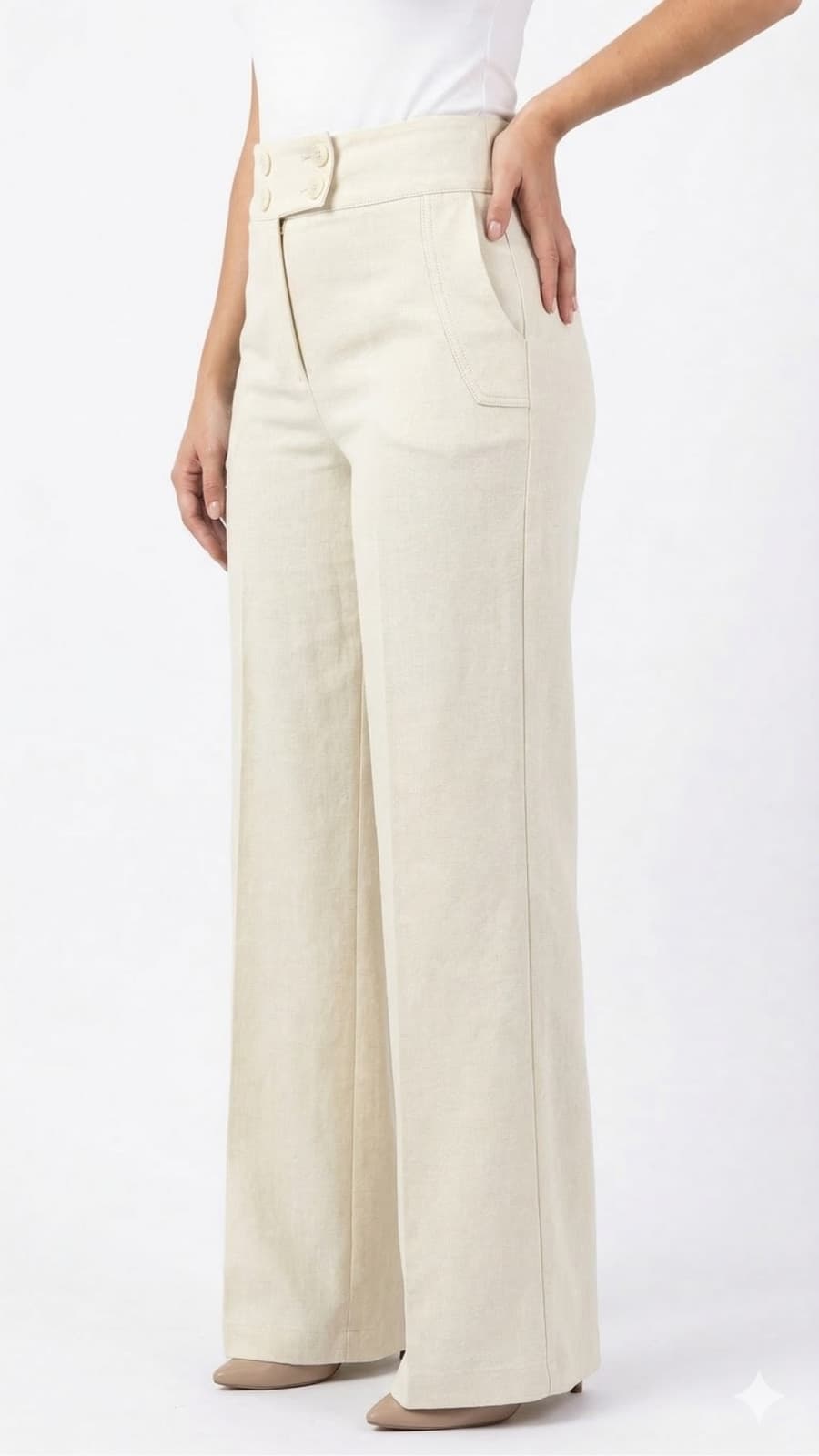 Pantalón corte recto de lino puro